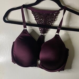Elegant Lace-Back Burgundy Bra